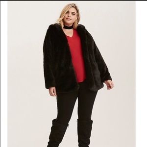 Torrid Black Plush Faux Fur Coat